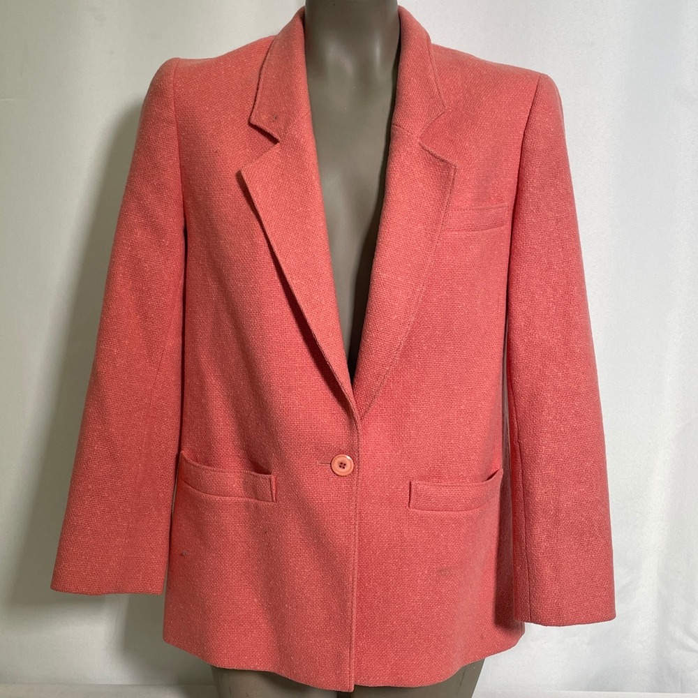 Pendleton Vintage Coral Pink 100% Virgin Wool Blazer Jacket Women's 8P